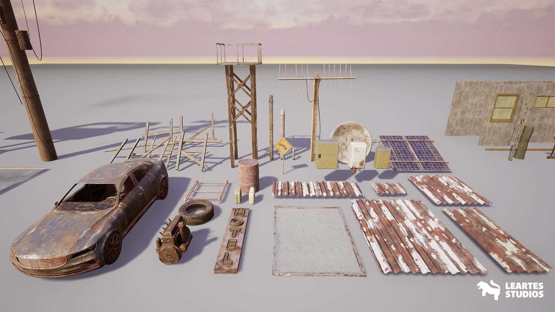 Post Apocalyptic Desert Environment Low-poly 3D model_16