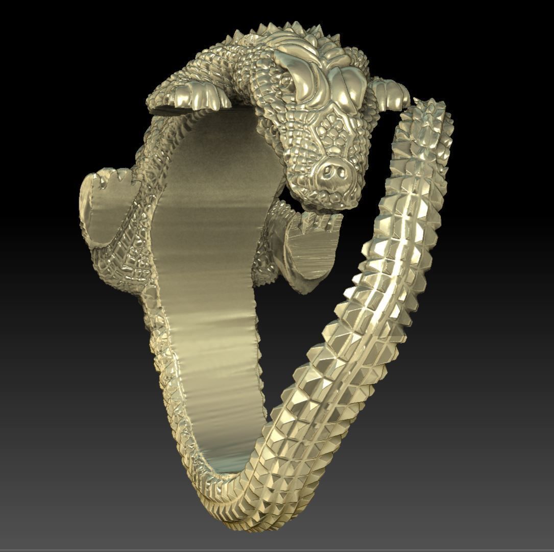 Ring crocodile 3D print model_2