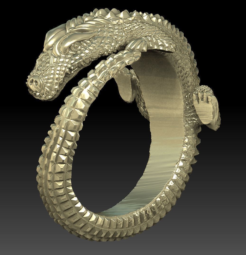 Ring crocodile 3D print model_3