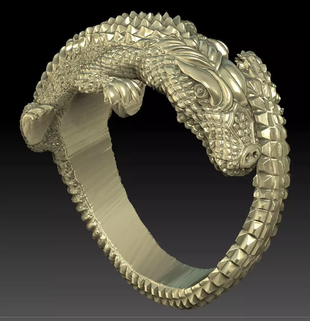 Ring crocodile 3D print model_0