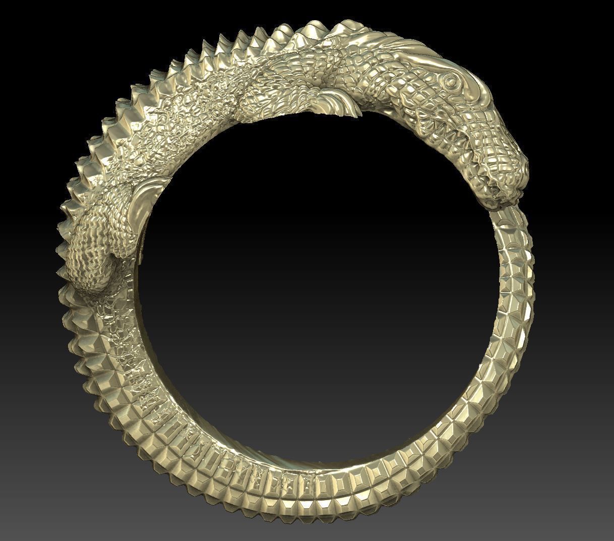 Ring crocodile 3D print model_1