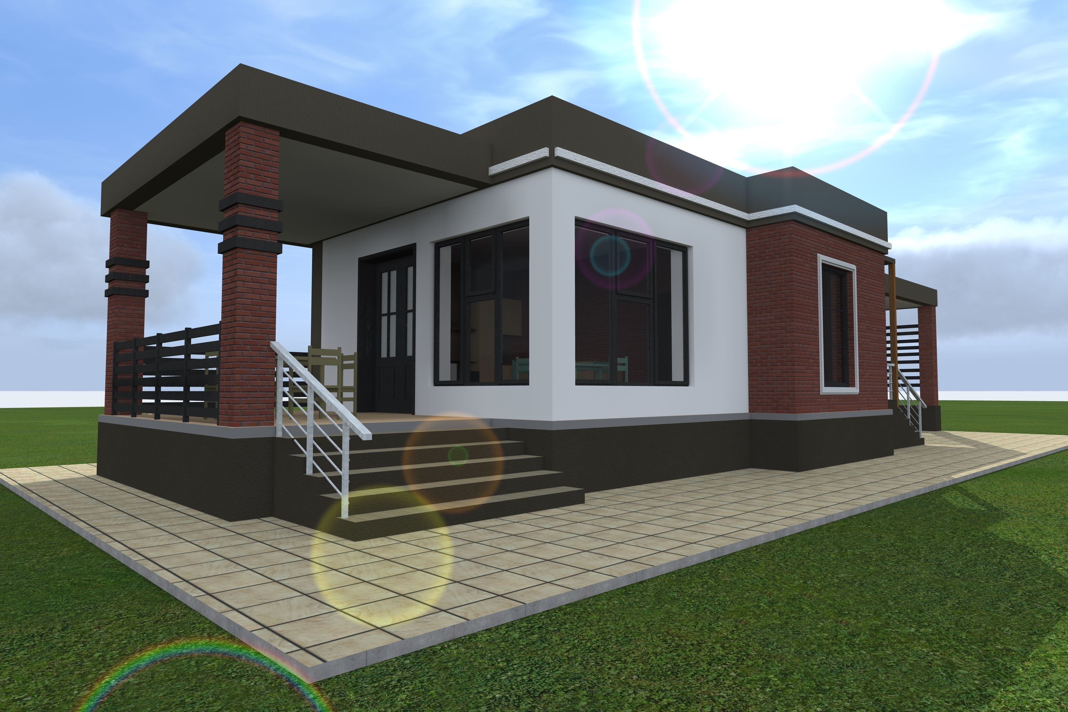 moden house  with plan 3D model_2