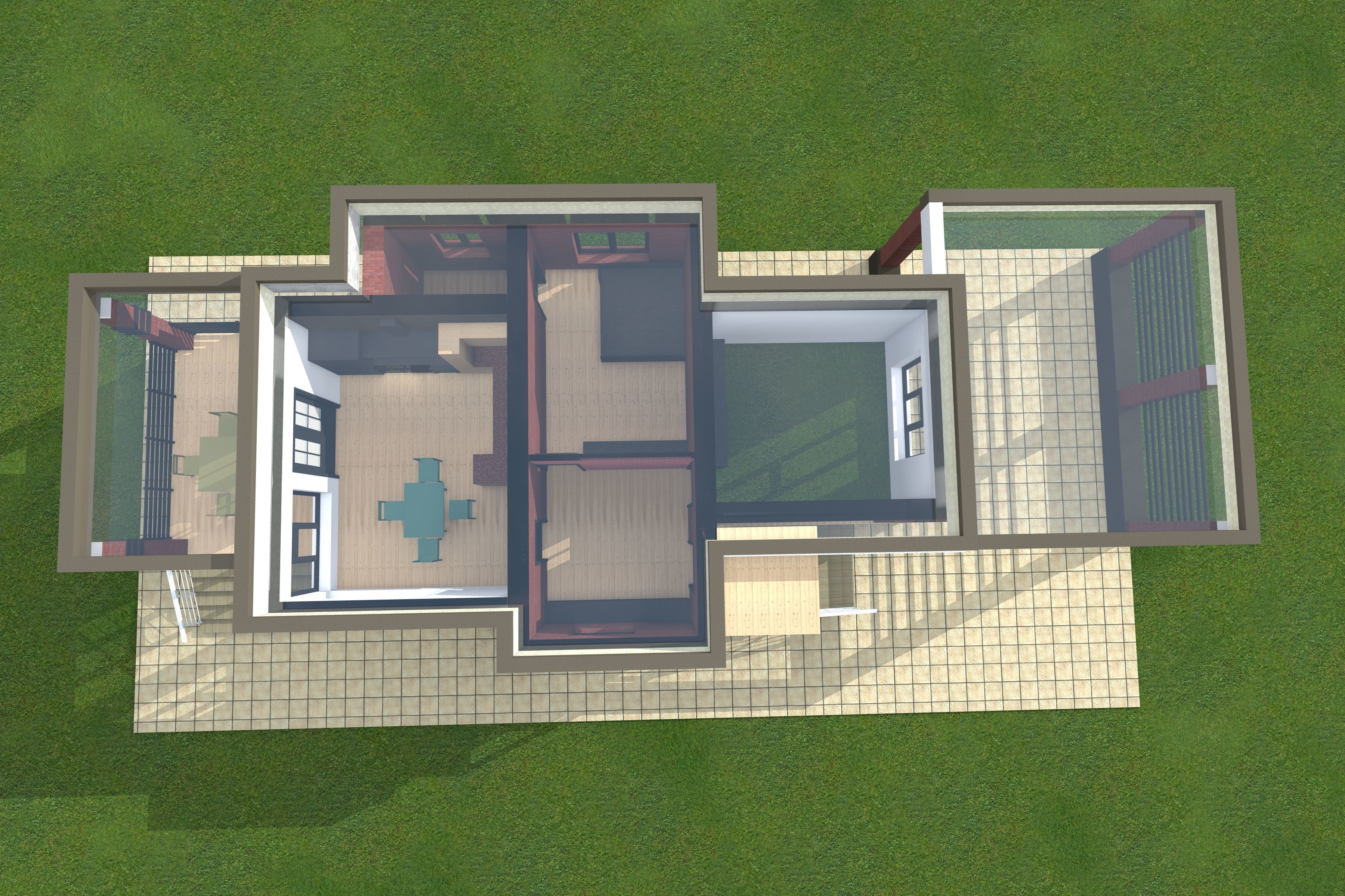 moden house  with plan 3D model_1