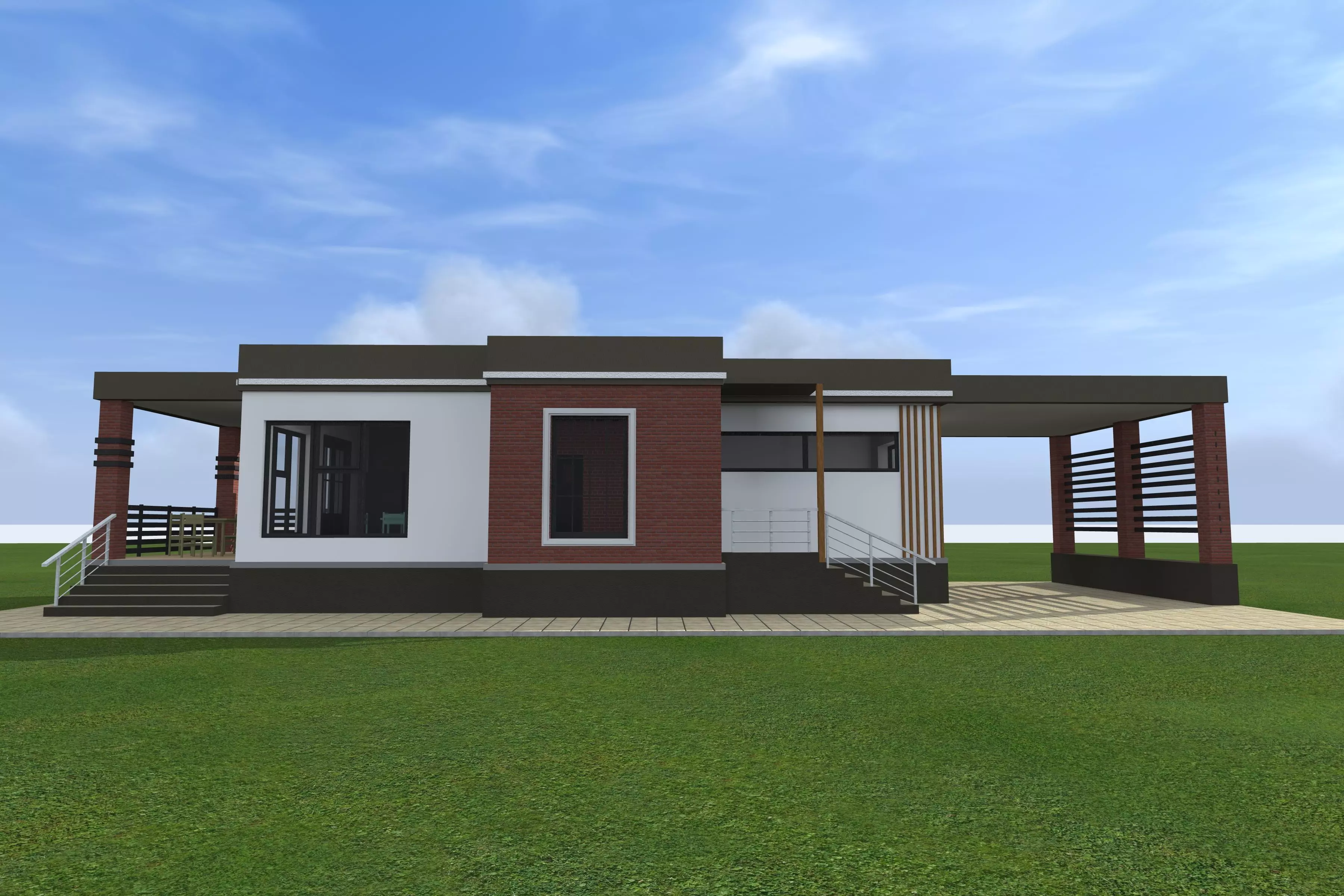 moden house  with plan 3D model_0