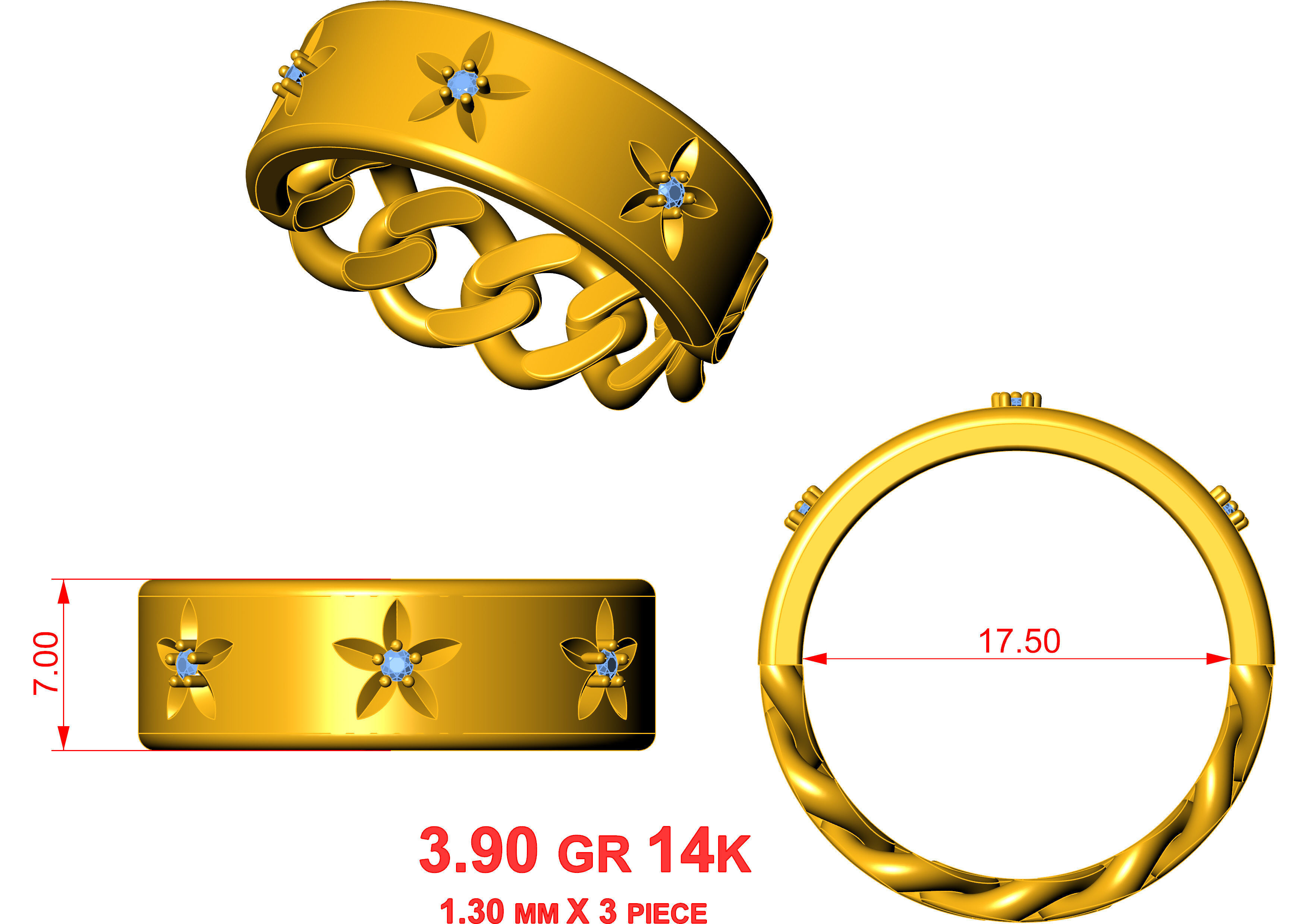 Modern Ring 3D print model_2