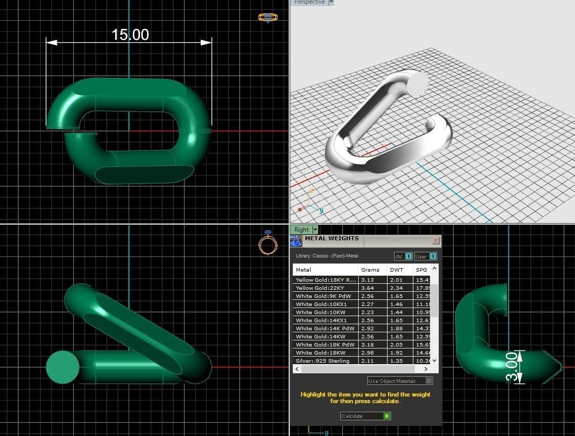 Anchor chain link 4 sizes 3D print model_4
