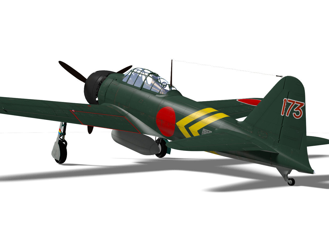 A6M3 Zero fighter Type 22 3D model_14