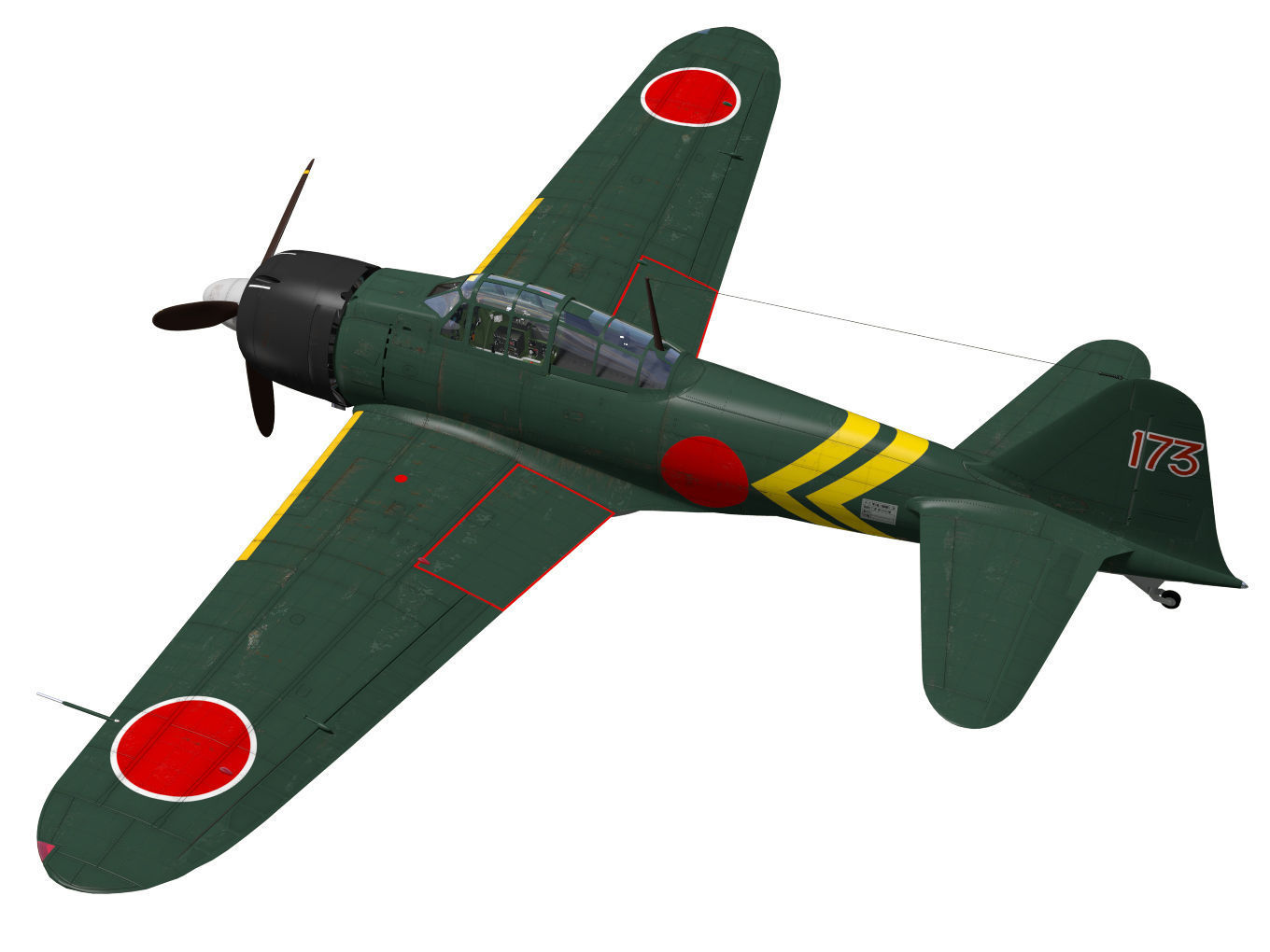 A6M3 Zero fighter Type 22 3D model_1