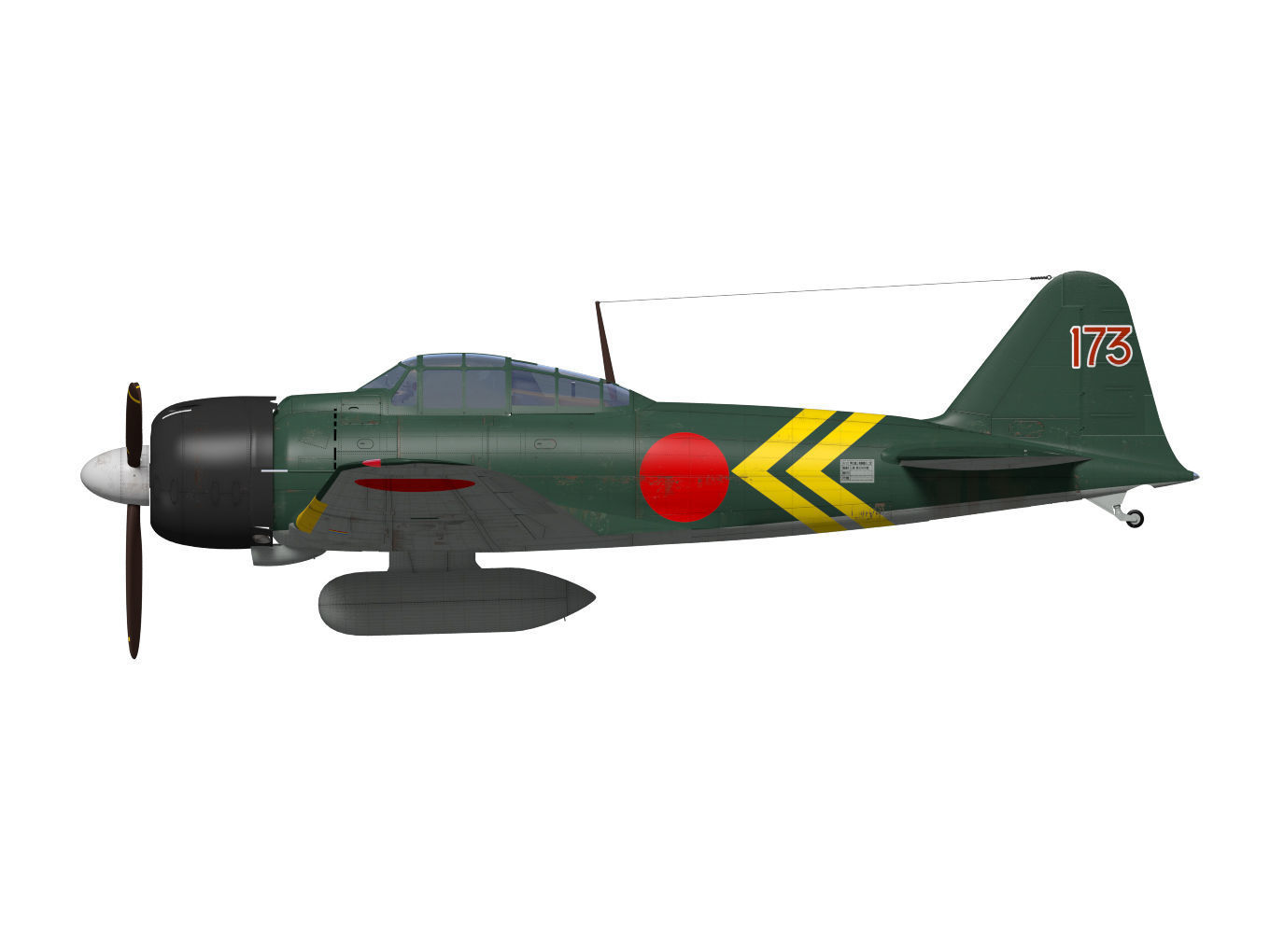 A6M3 Zero fighter Type 22 3D model_13