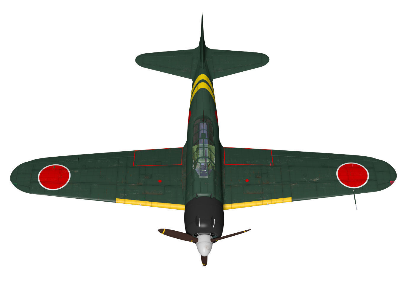 A6M3 Zero fighter Type 22 3D model_4