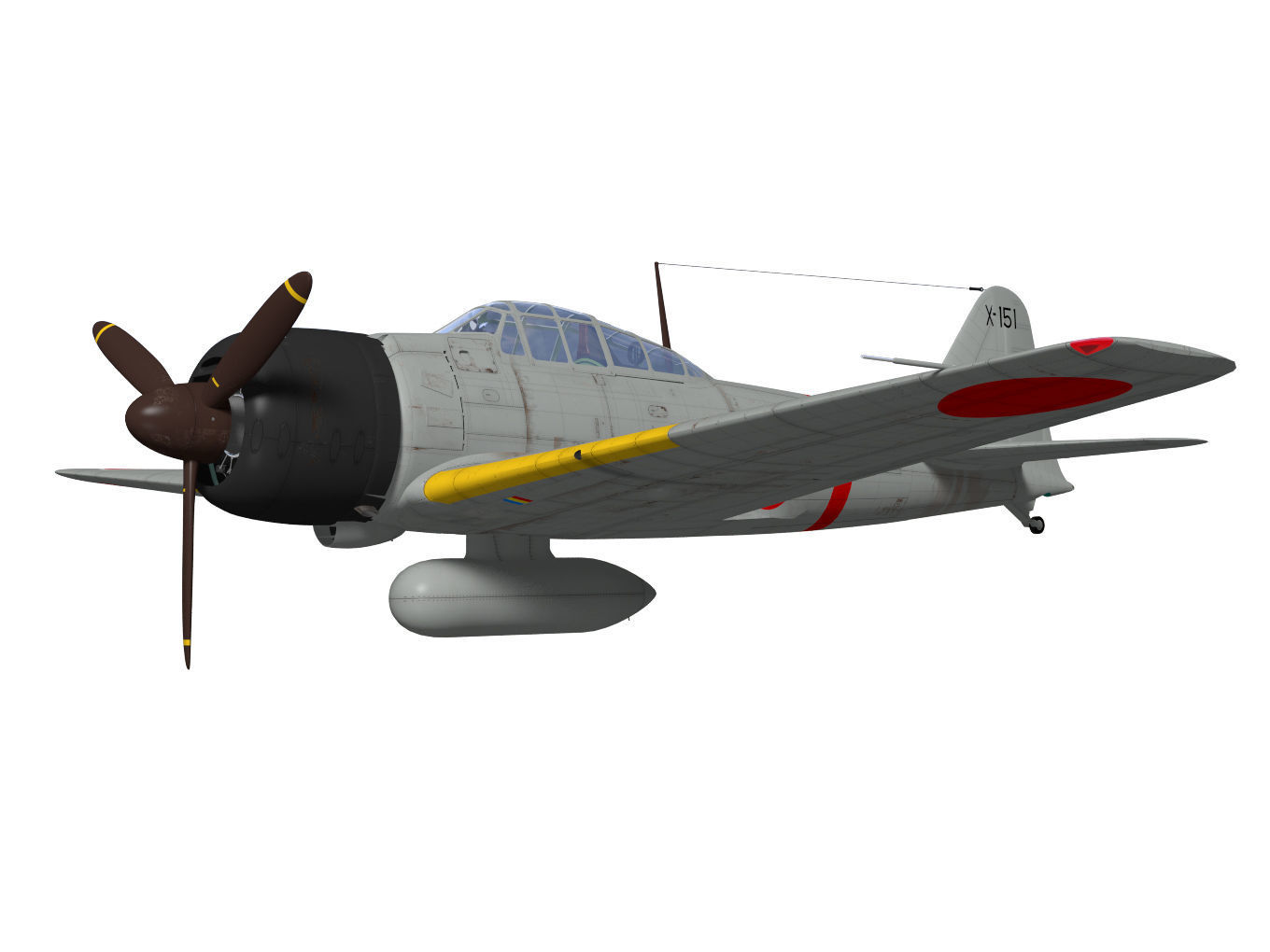 A6M3 Zero fighter Type 32 Hamp 3D model_2