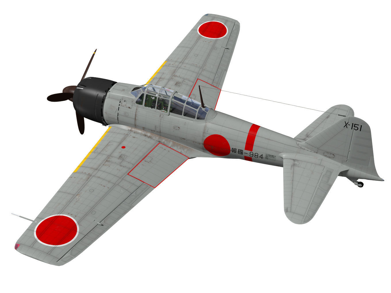 A6M3 Zero fighter Type 32 Hamp 3D model_1