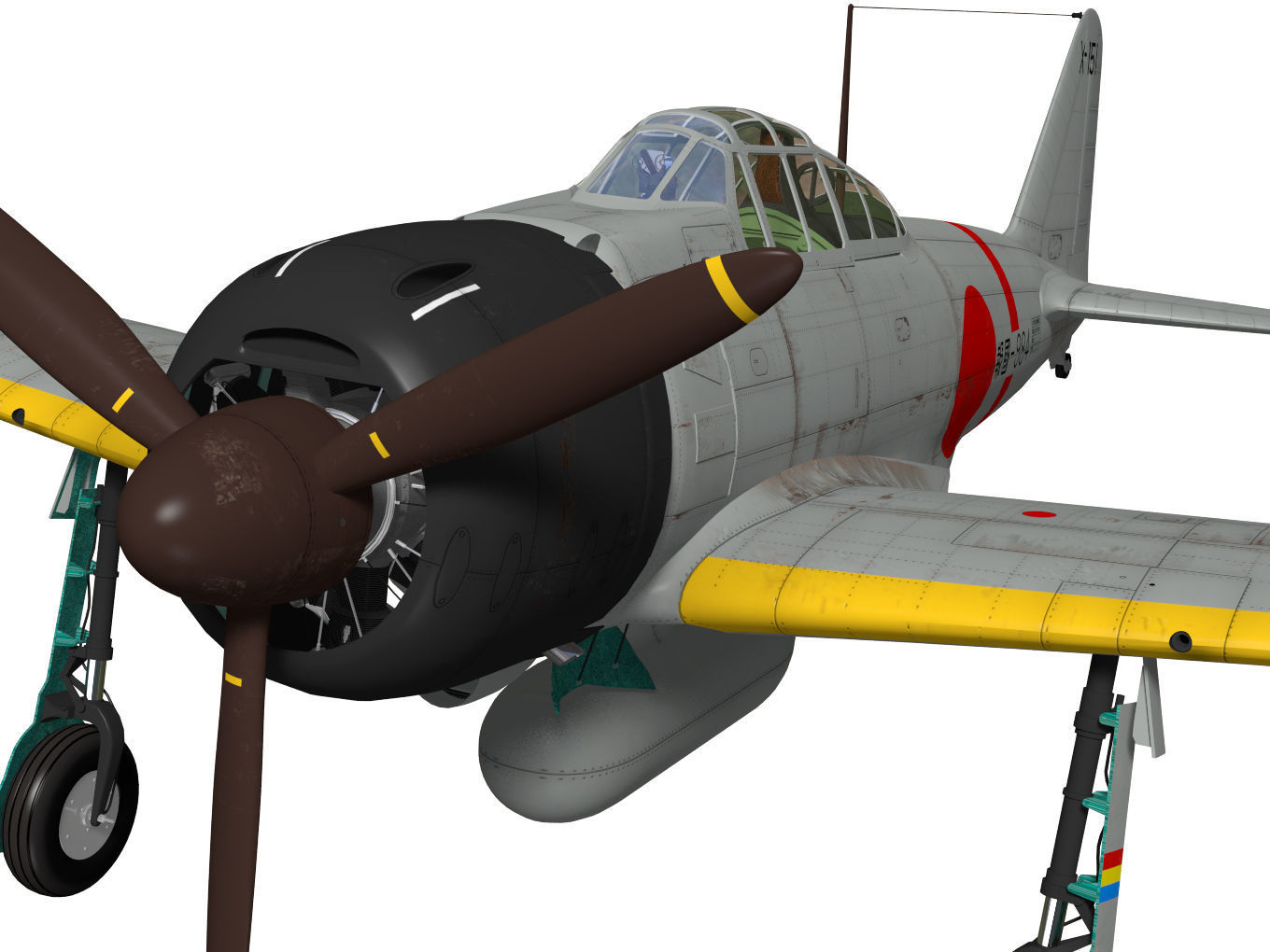 A6M3 Zero fighter Type 32 Hamp 3D model_7