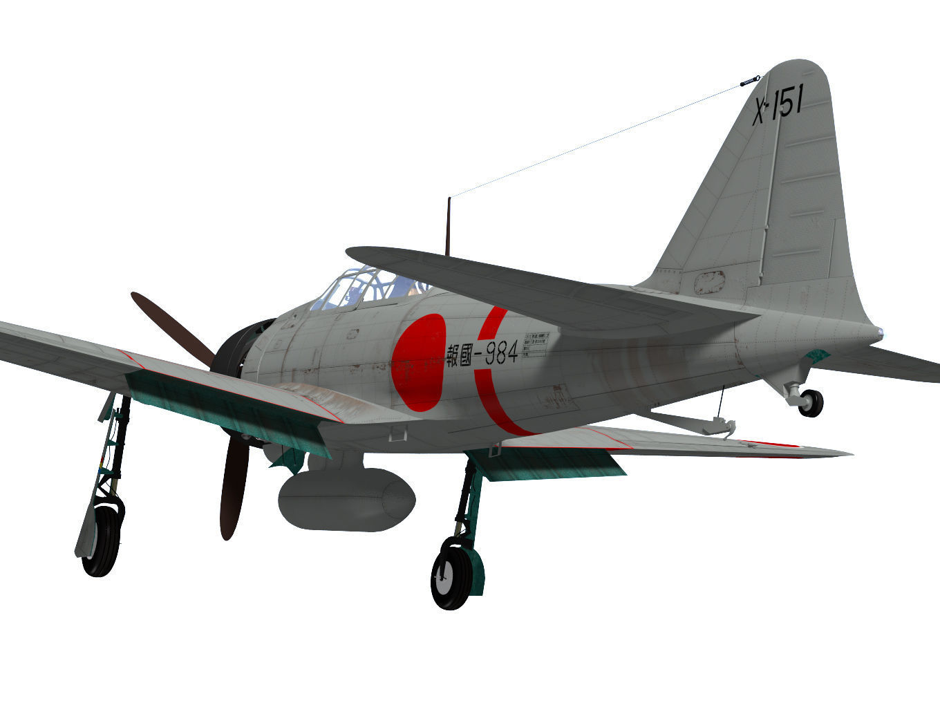 A6M3 Zero fighter Type 32 Hamp 3D model_9