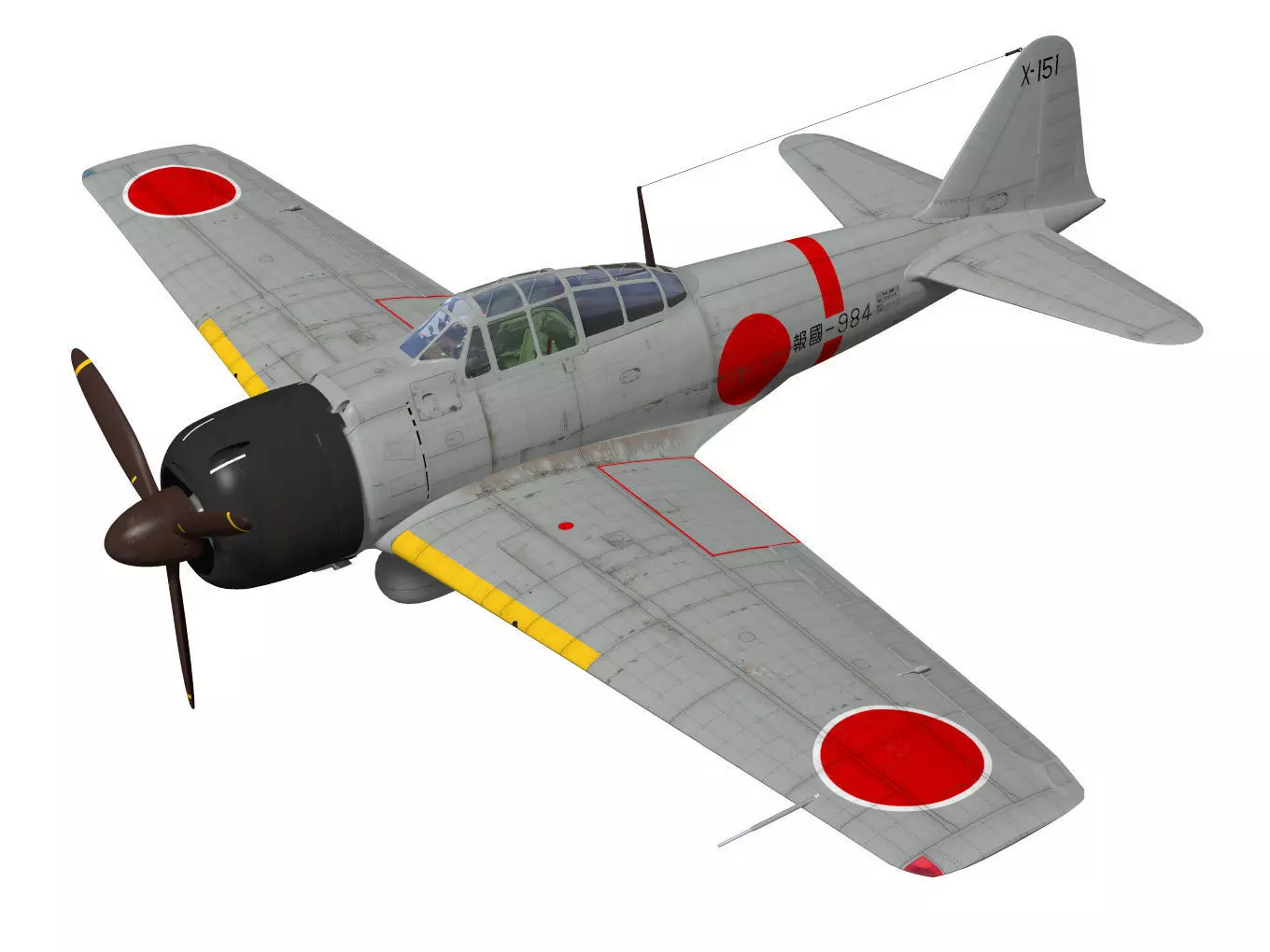 A6M3 Zero fighter Type 32 Hamp 3D model_0