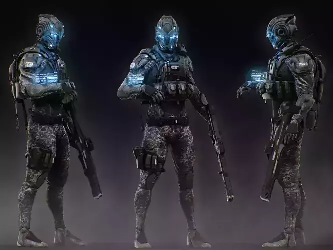 Sci Fi Soldier Low-poly 3D model