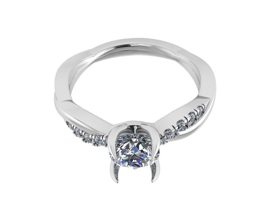 Round Diamond Twisted Ring 1117 3D print model_2