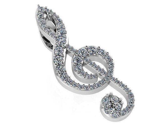 Treble Clef Diamond Pendant 1127 3D print model