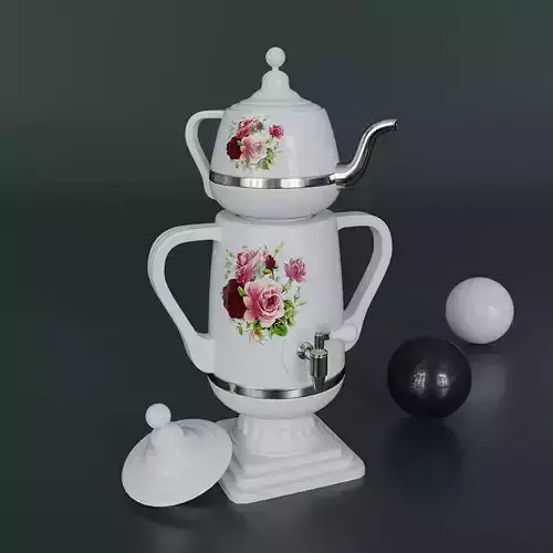 Electric plastic kettle with teapot