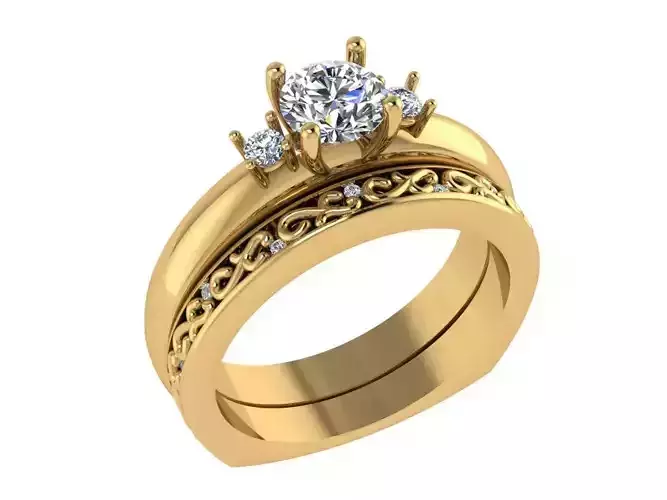 Ring337 engagement ring set gold
