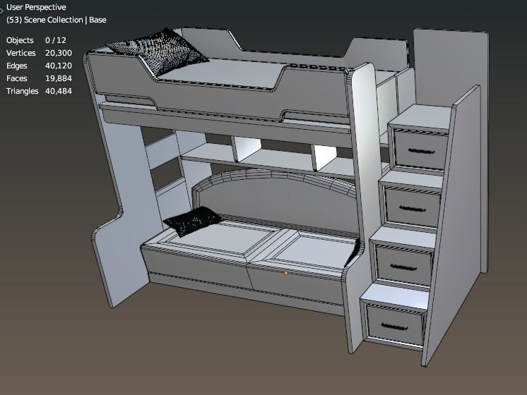 Bunk bed for kids 3D model_9