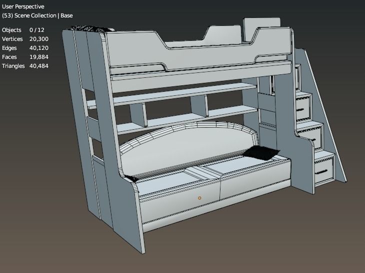 Bunk bed for kids 3D model_10
