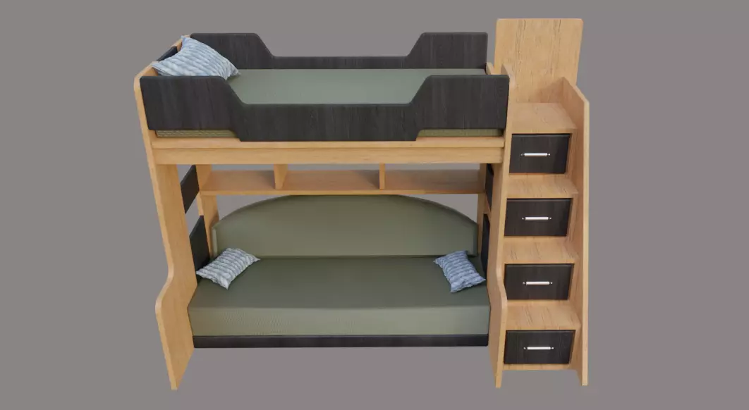 Bunk bed for kids 3D model_0