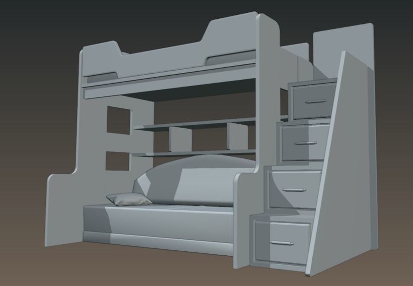 Bunk bed for kids 3D model_14