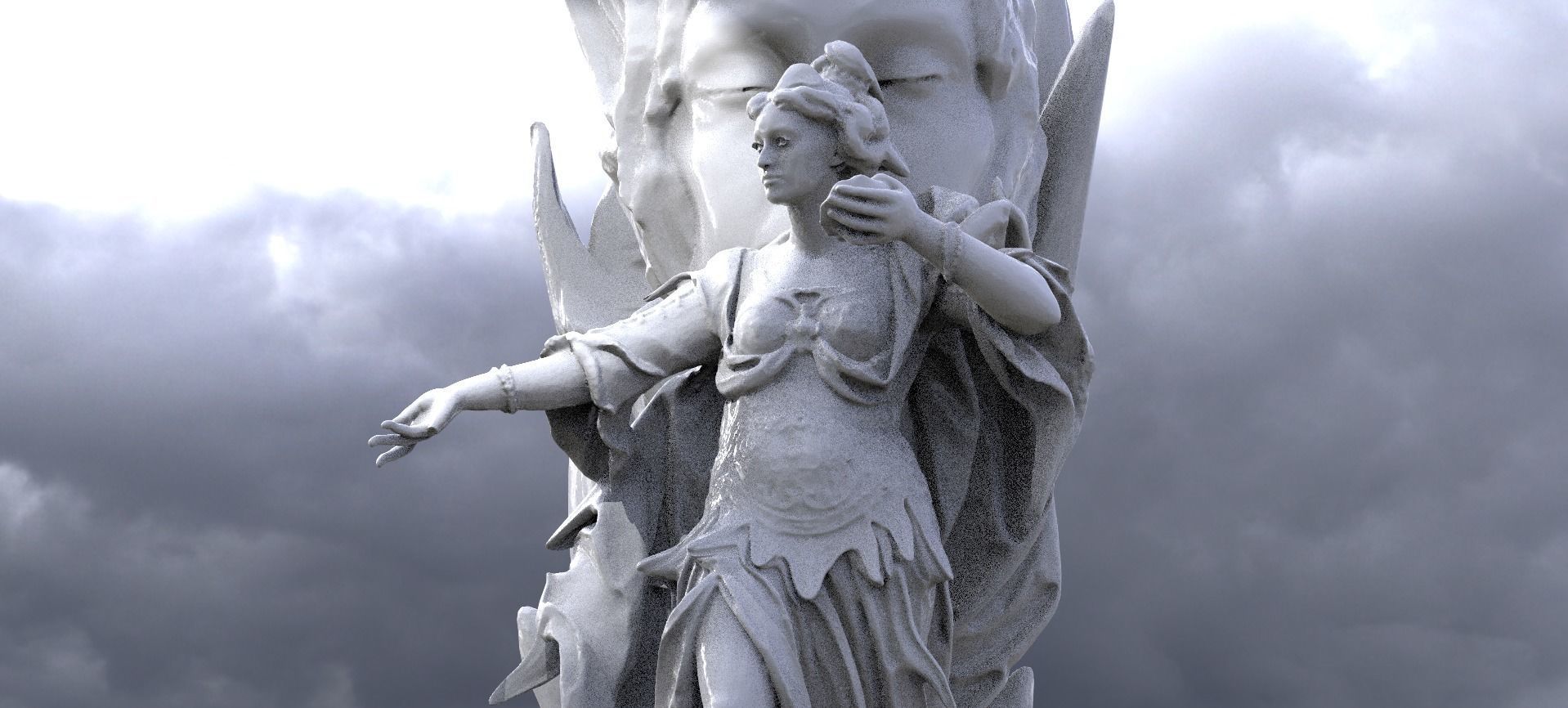 Athena Wise Goddess Statue With Head Crystal Statue 3D model_1