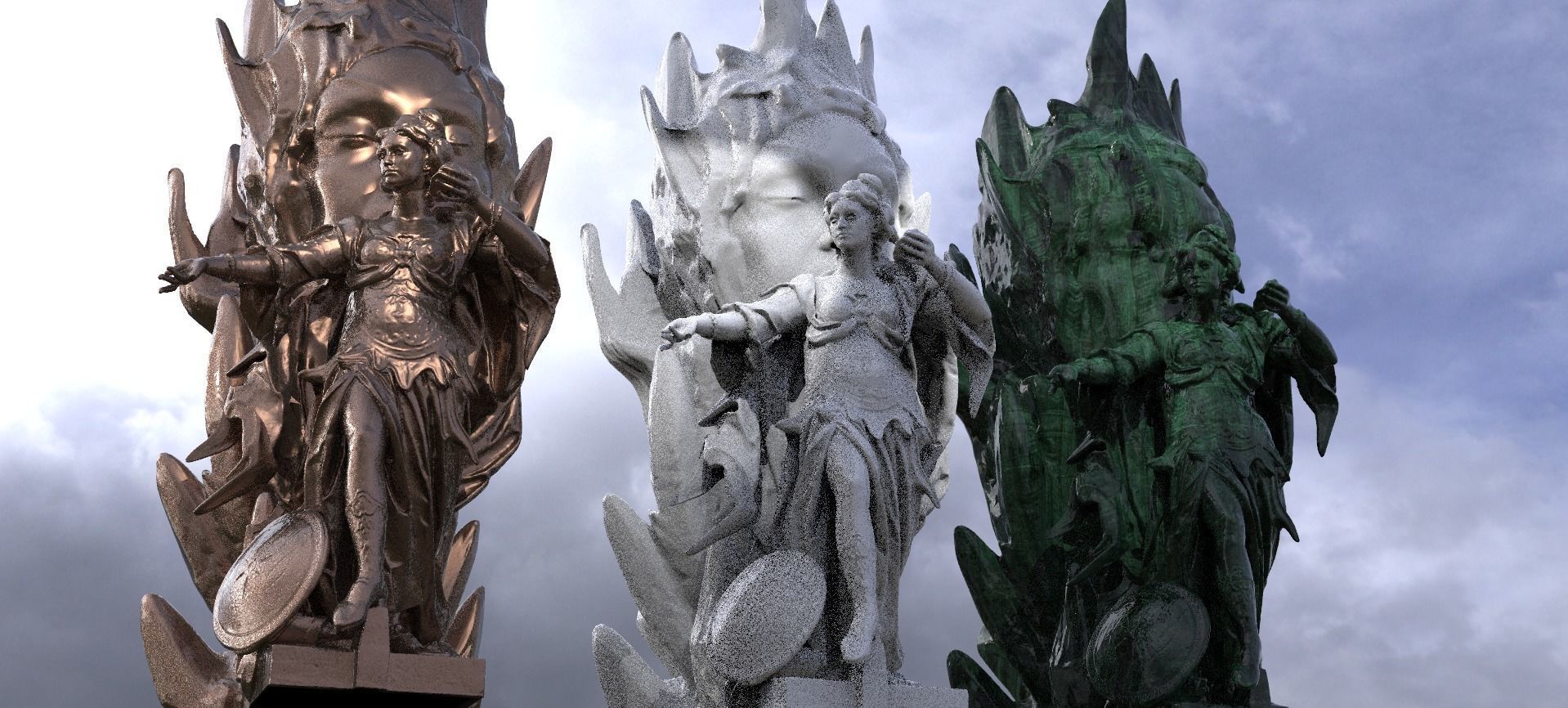 Athena Wise Goddess Statue With Head Crystal Statue 3D model_2