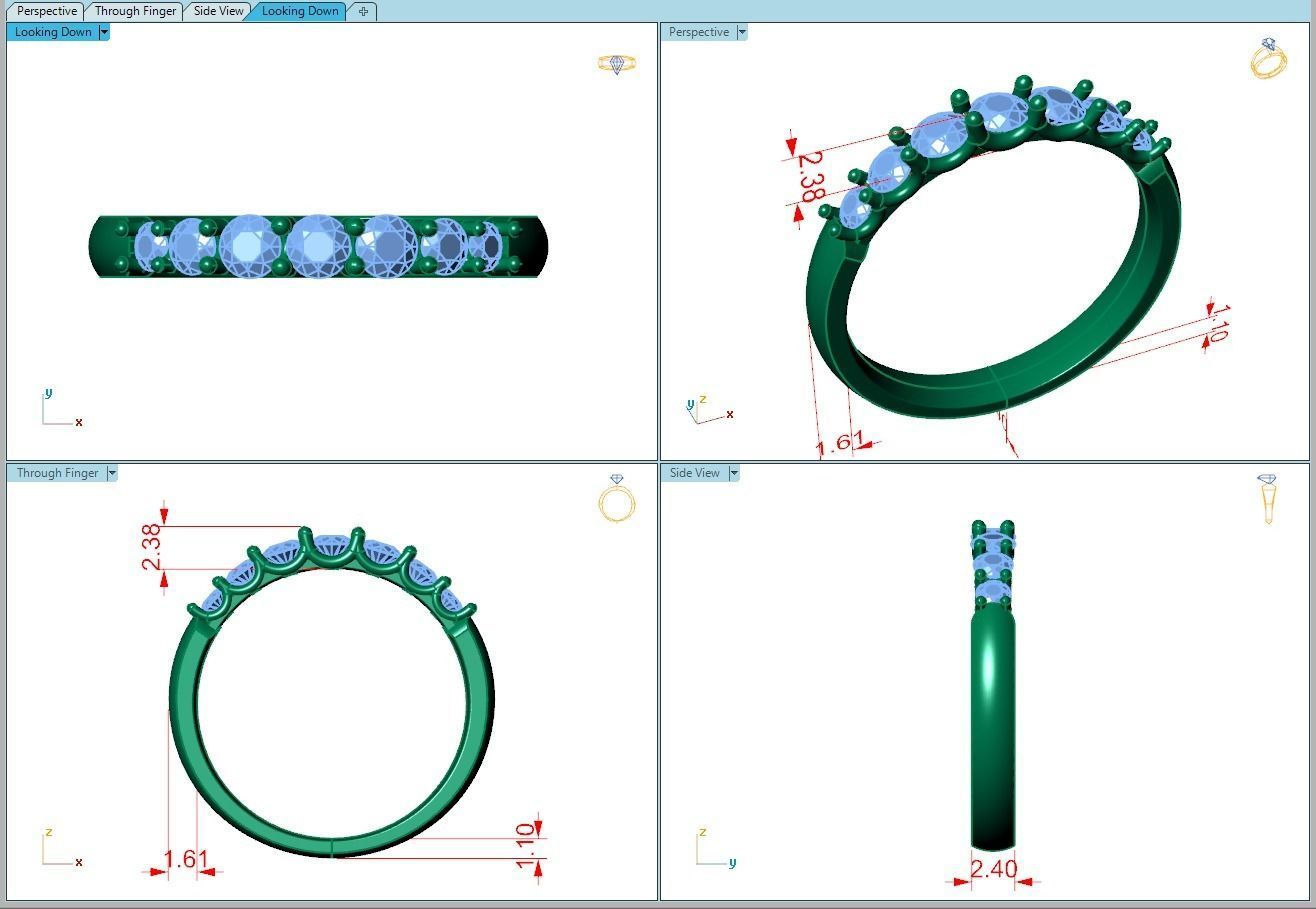 Ring338 gold diamond ring 3D print model_5