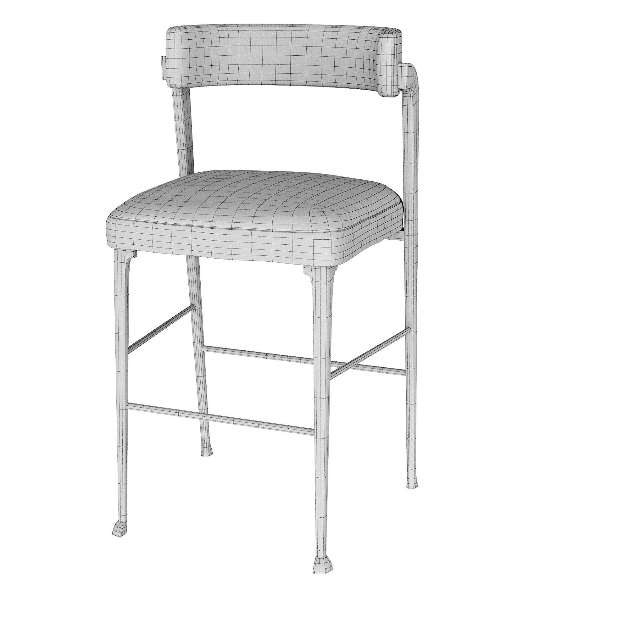 VERE BARSTOOL WITH BACK Low-poly 3D model_5