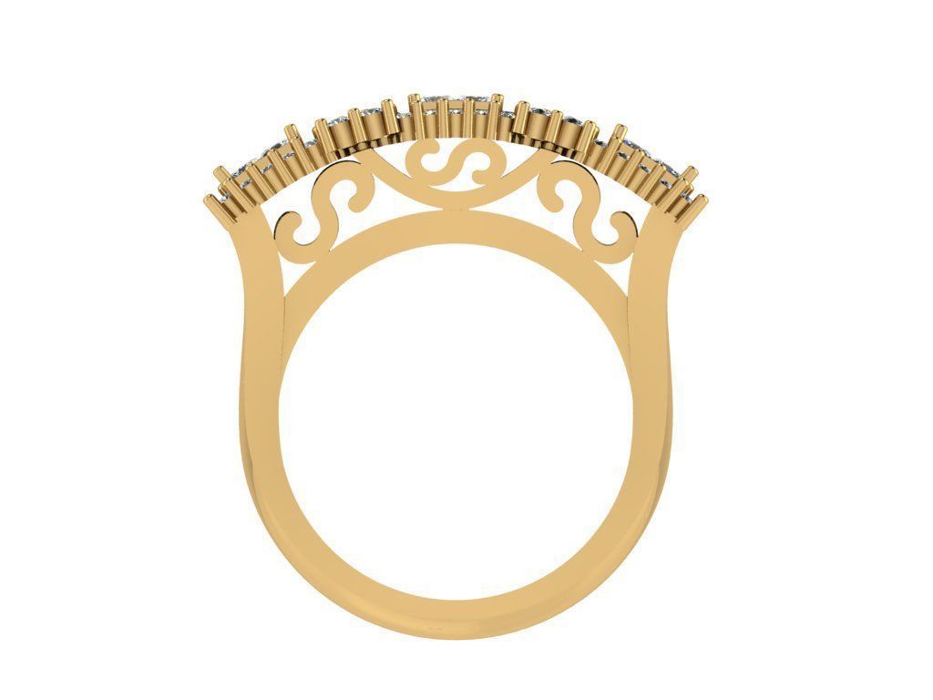 Ring339 elegant gold ring with diamonds 3D print model_2