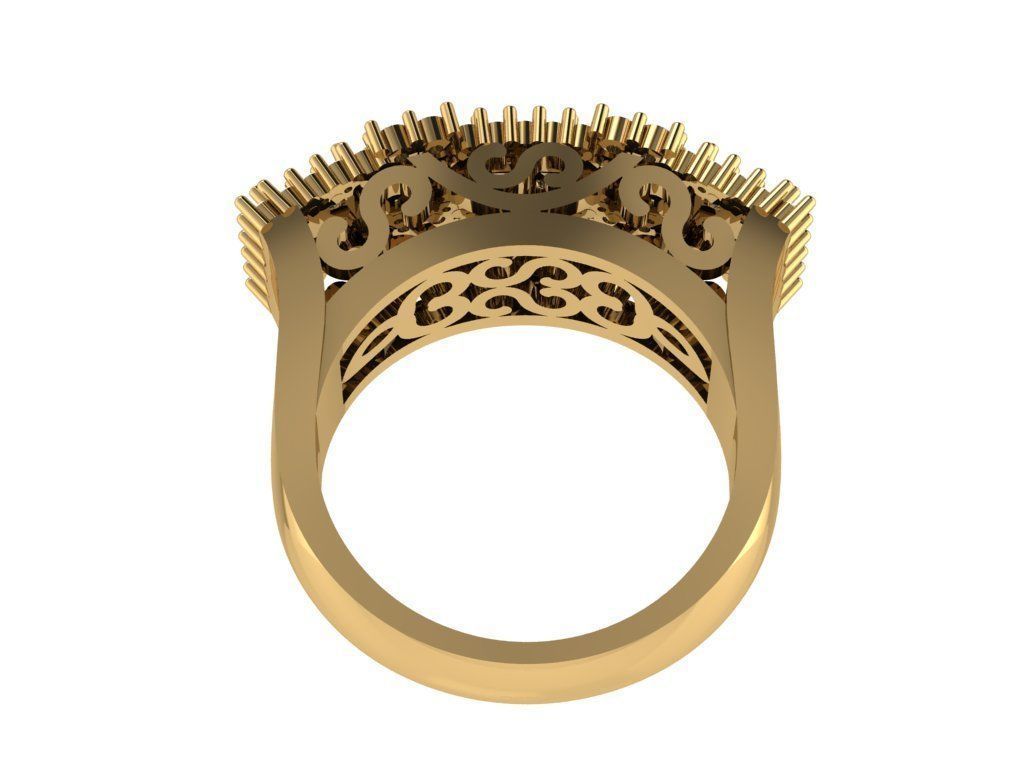 Ring339 elegant gold ring with diamonds 3D print model_4