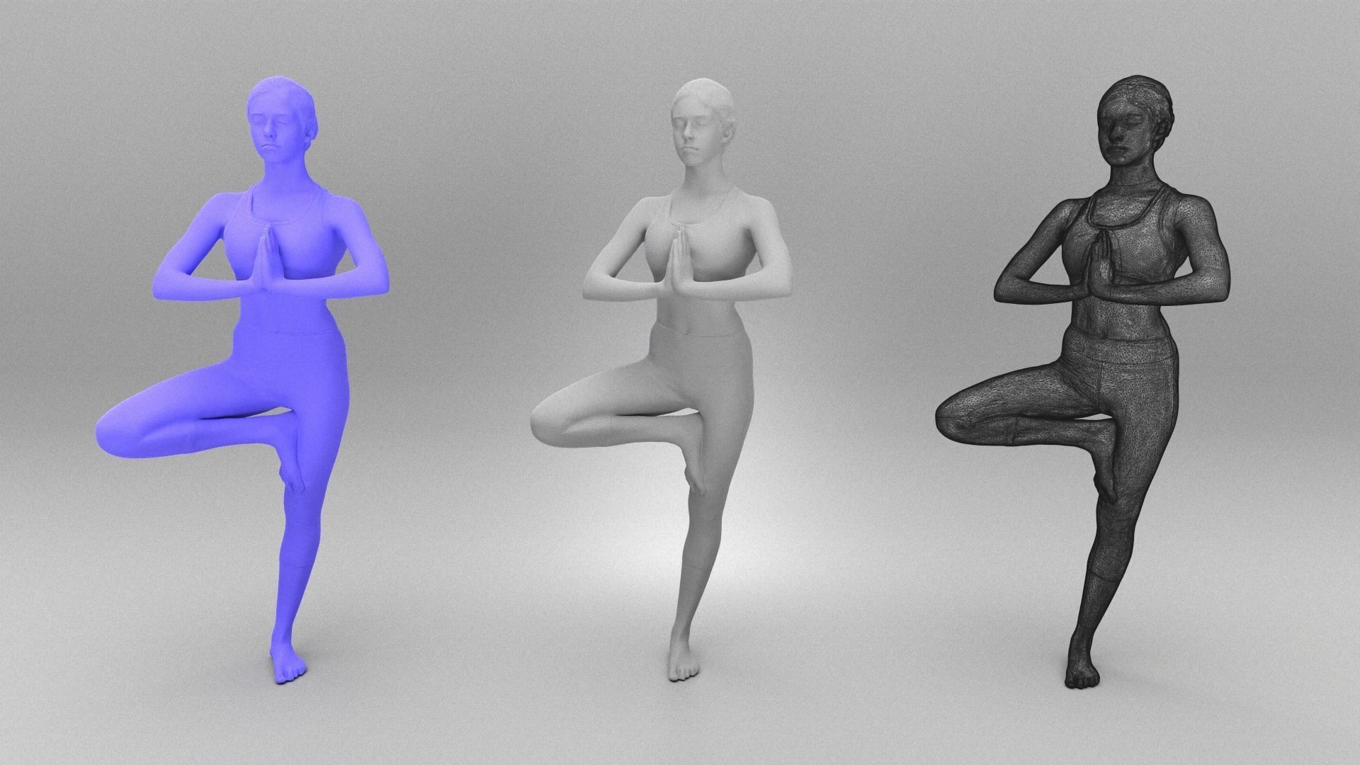 Beautiful young woman meditating 357 Low-poly 3D model_4