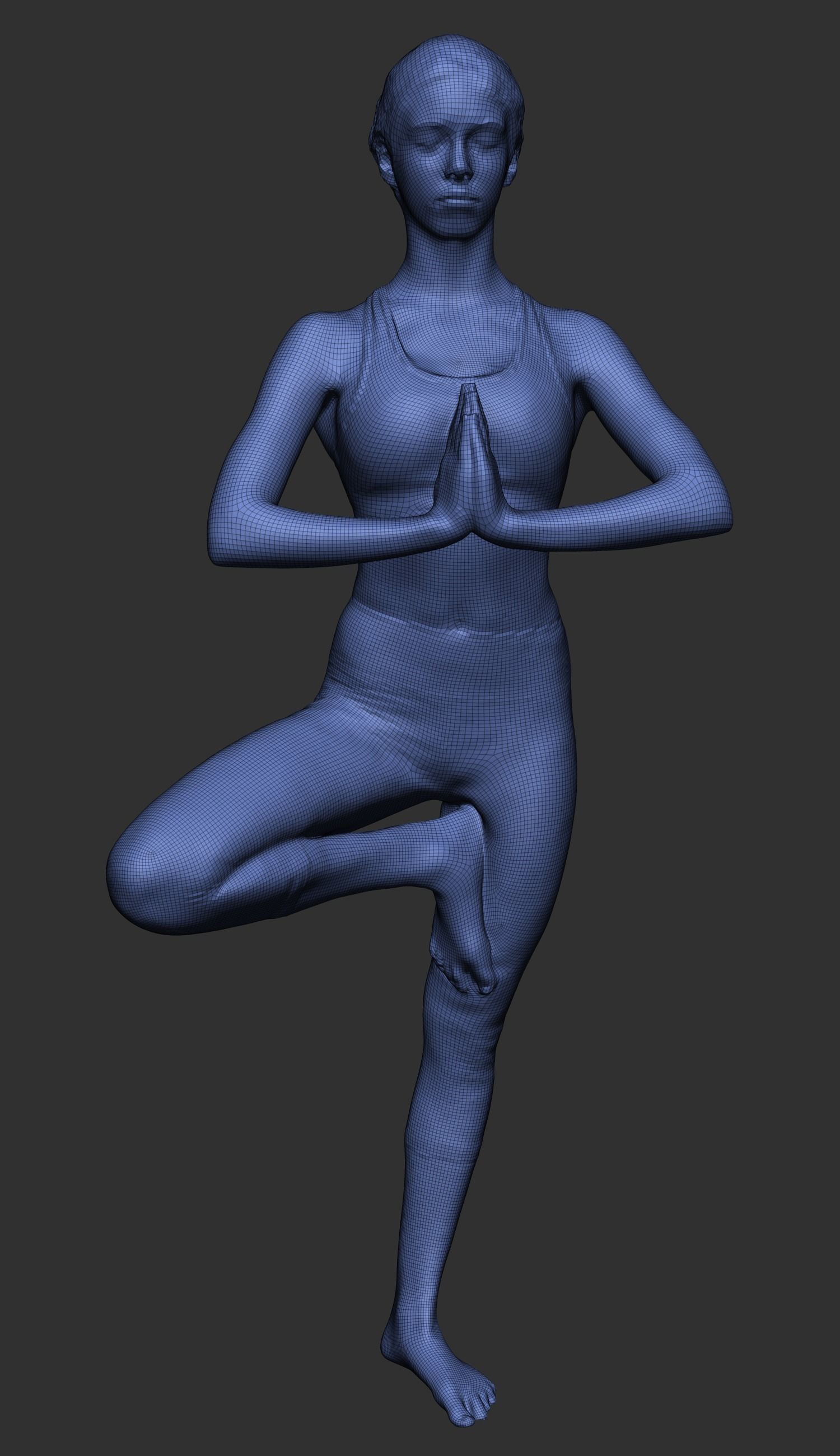 Beautiful young woman meditating 357 Low-poly 3D model_5