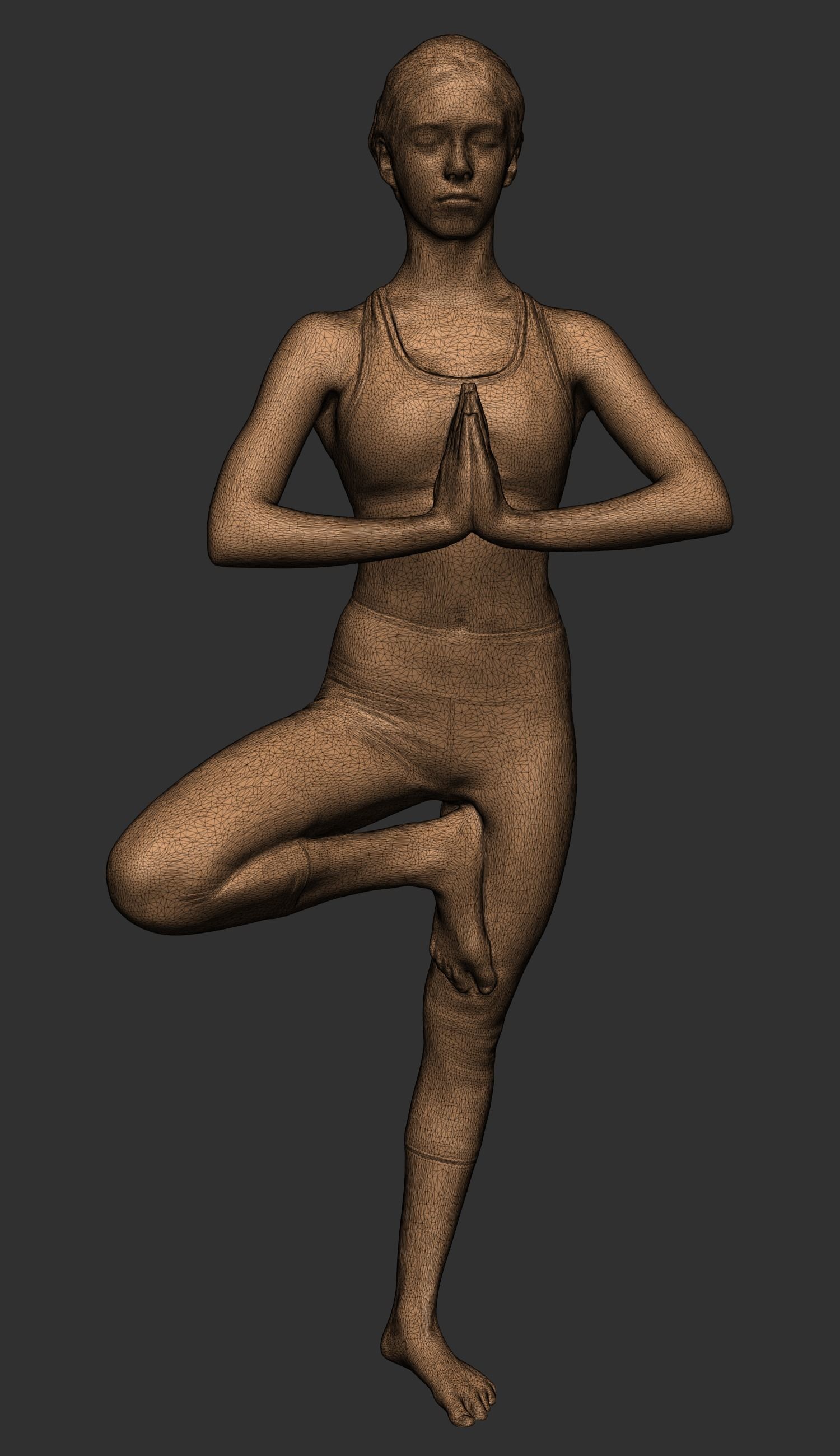 Beautiful young woman meditating 357 Low-poly 3D model_7
