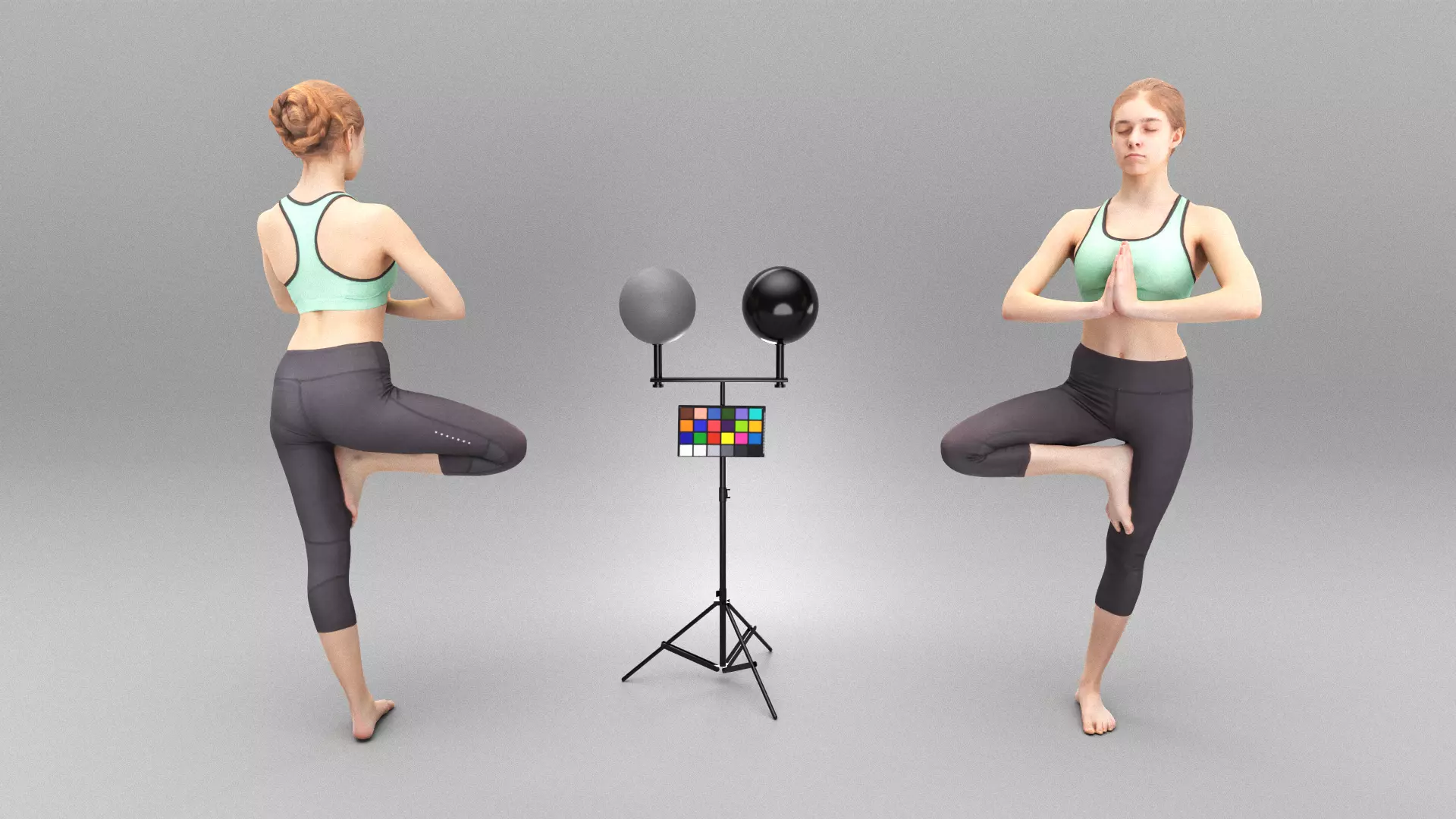 Beautiful young woman meditating 357 Low-poly 3D model_0