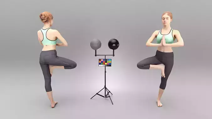 Beautiful young woman meditating 357 Low-poly 3D model