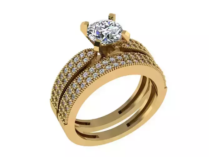 Ring340 gold diamond engagement ring set