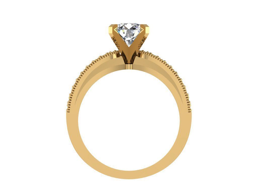 Ring340 gold diamond engagement ring set 3D print model_2