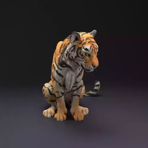Bengal Tiger Sit for 3D Printing 3D print model