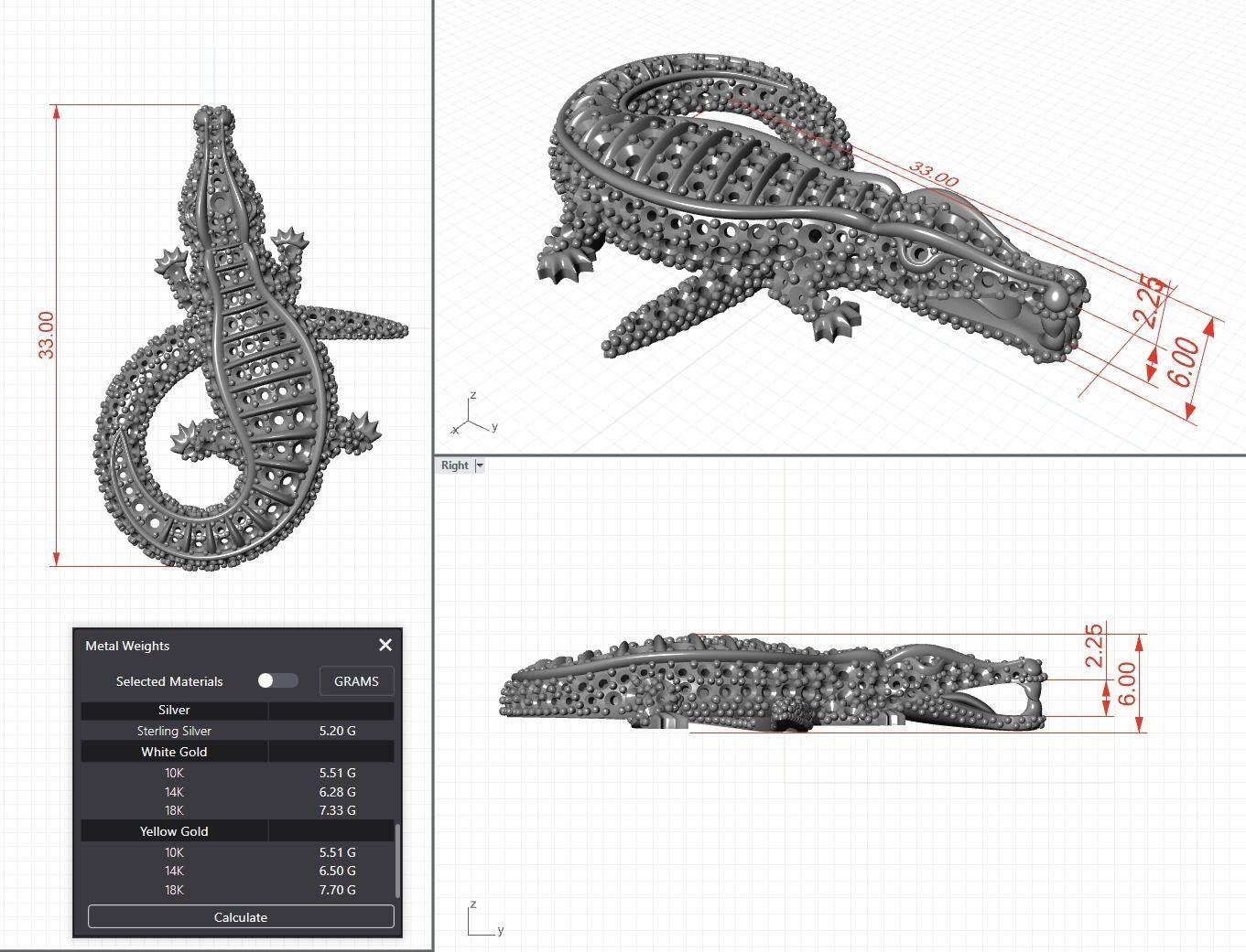 Crocodile Necklace Pendant 3D print model_13