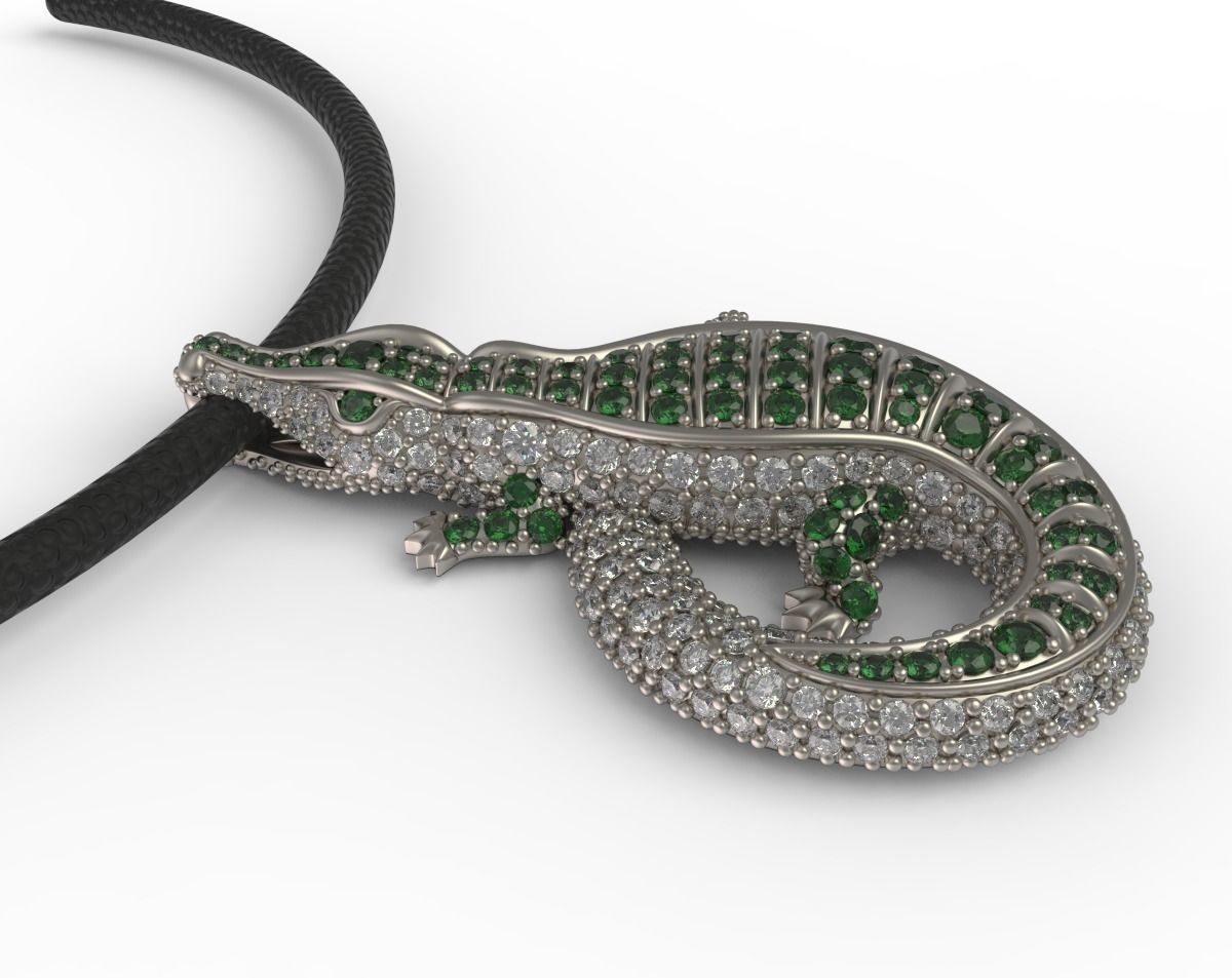 Crocodile Necklace Pendant 3D print model_1