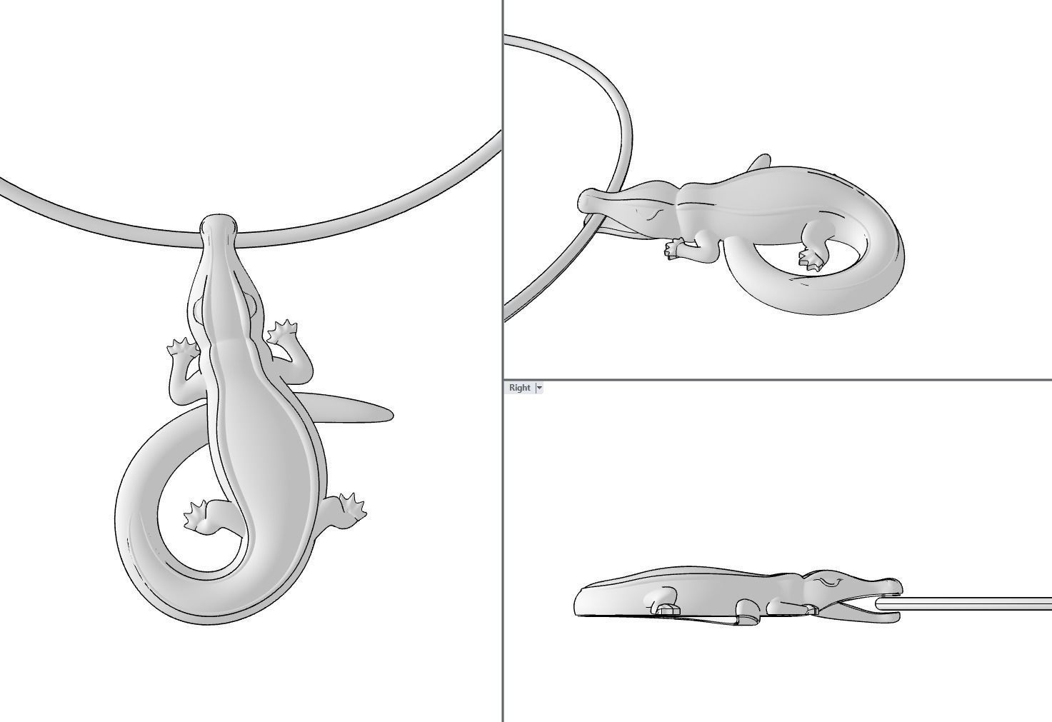 Crocodile Necklace Pendant 3D print model_14