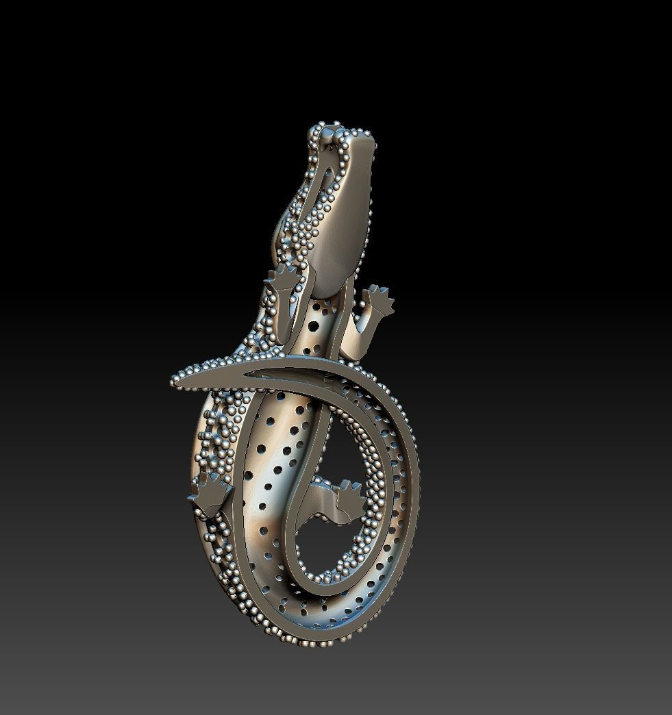 Crocodile Necklace Pendant 3D print model_12