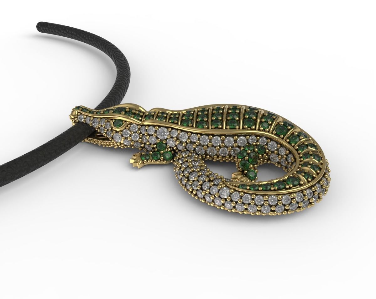 Crocodile Necklace Pendant 3D print model_2