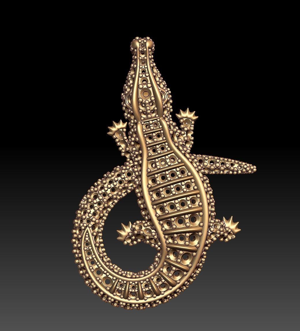 Crocodile Necklace Pendant 3D print model_5