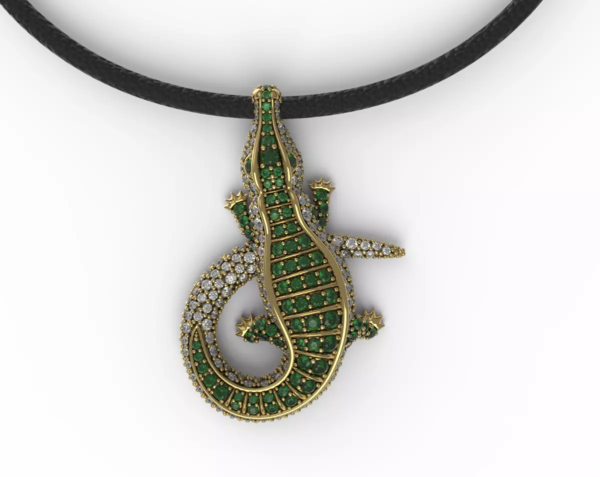 Crocodile Necklace Pendant 3D print model_0