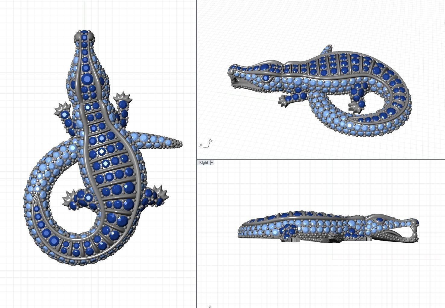 Crocodile Necklace Pendant 3D print model_15